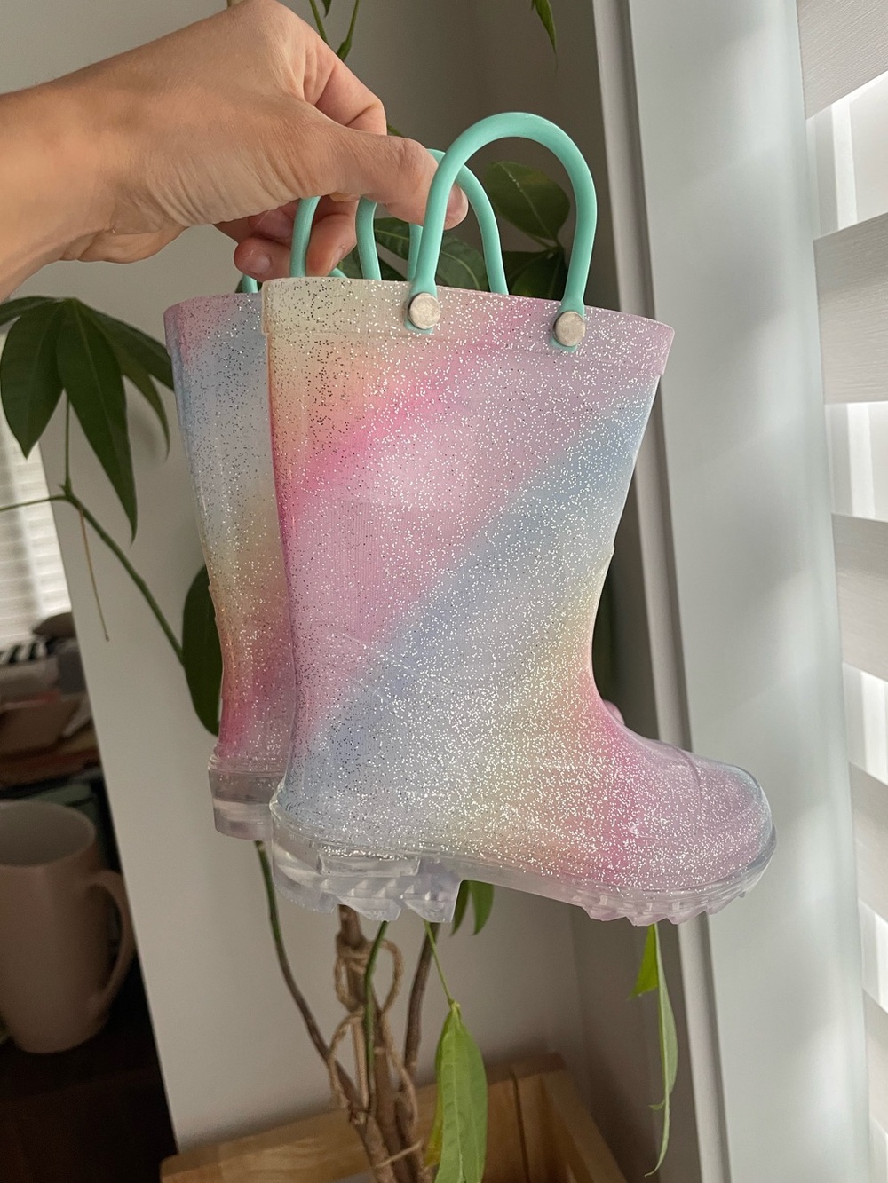 Sparkle rainbow light up girls rainboots